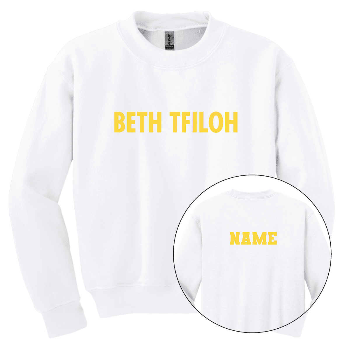 Beth Tfiloh White Custom Crewneck